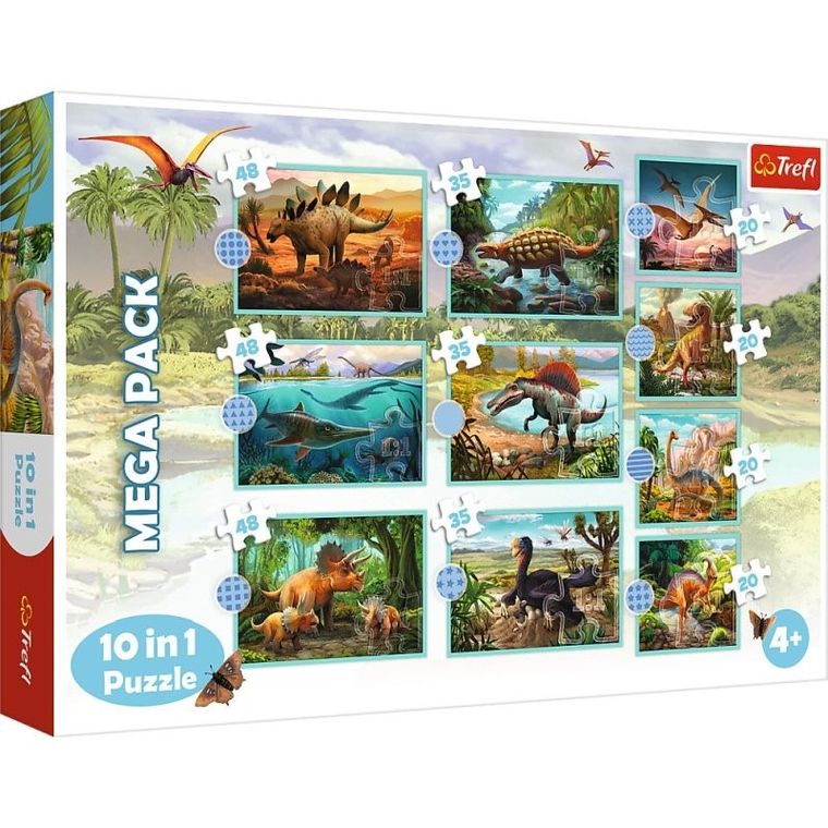 Trefl, W świecie dinozaurów, puzzle 10w1