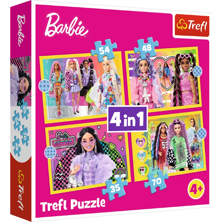 Trefl, Wesoły świat Barbie, puzzle 4w1