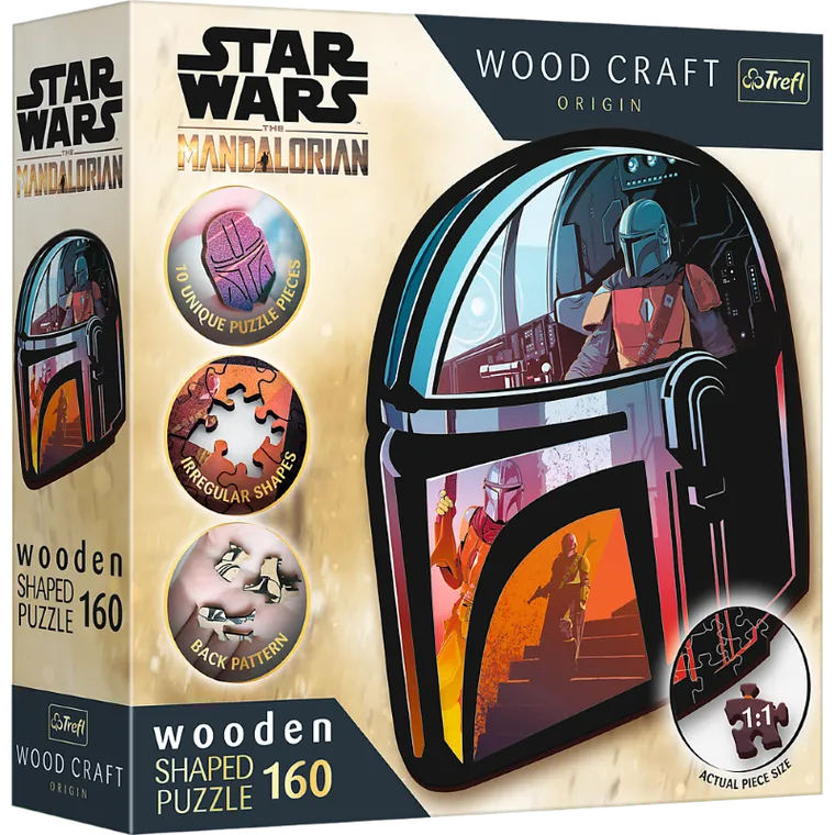 Trefl, Wood Craft, The Mandalorian, puzzle drewniane konturowe, 160 elementów