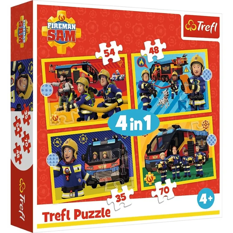 Trelf, Strażak Sam, Strażak na sygnale, puzzle 4w1