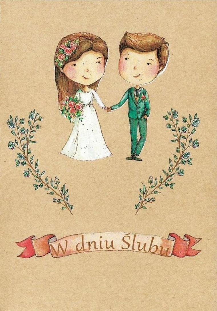 Trend, kartka okolicznościowa, Ślub kraft