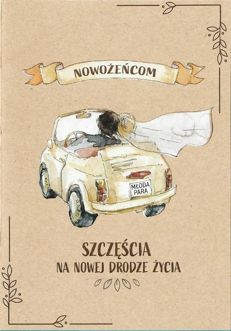 Trend, kartka okolicznościowa, Ślub kraft