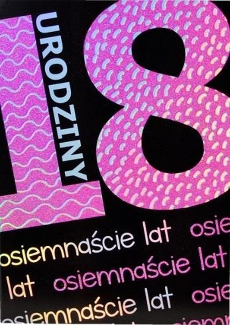 Trend, kartka okolicznościowa, urodziny, 18