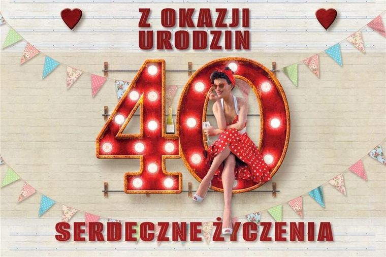 Trend, zaproszenie, urodziny 40, 10 szt.