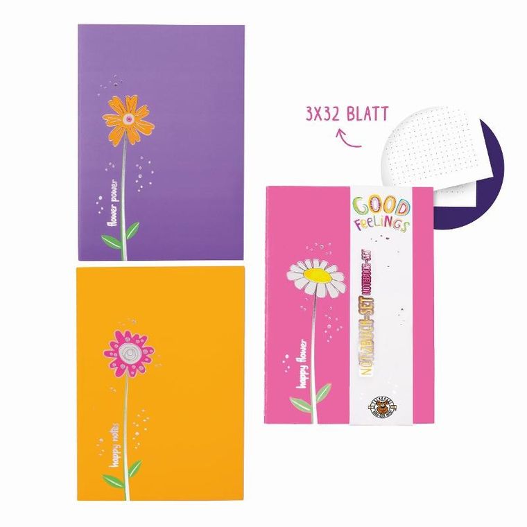 Trendhaus, zestaw notatników, 32 kartki, kropki, 3 szt.