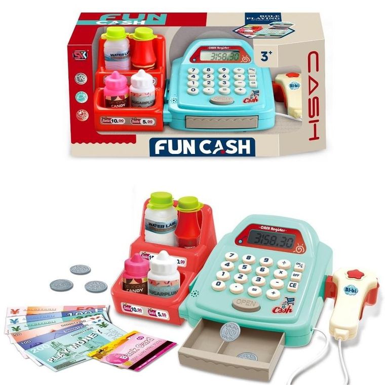 Trifox, kasa sklepowa z akcesoriami, interaktywna, niebieska