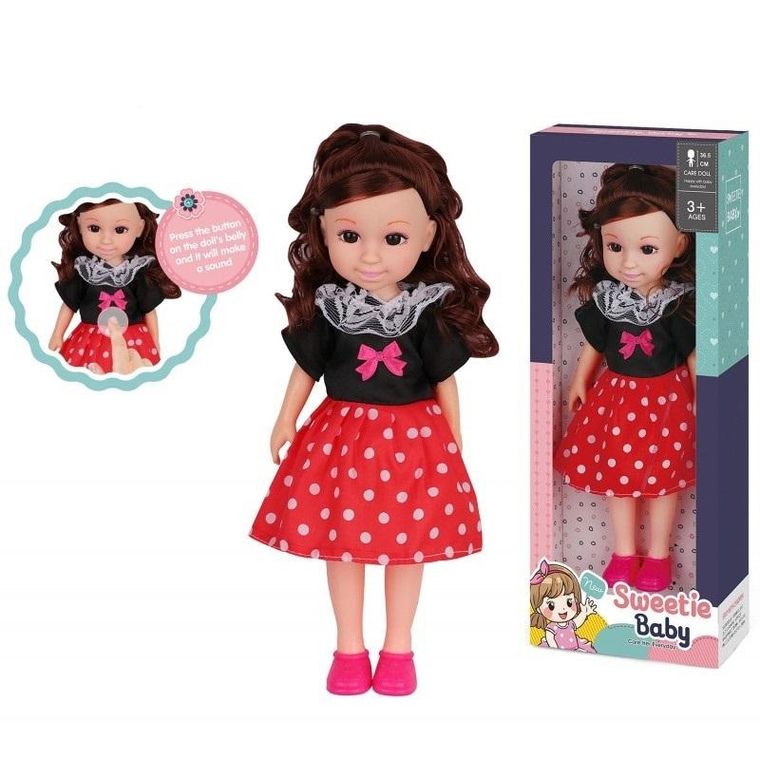 Trifox, lalka, dziewczynka, sukienka w kropki, 35 cm