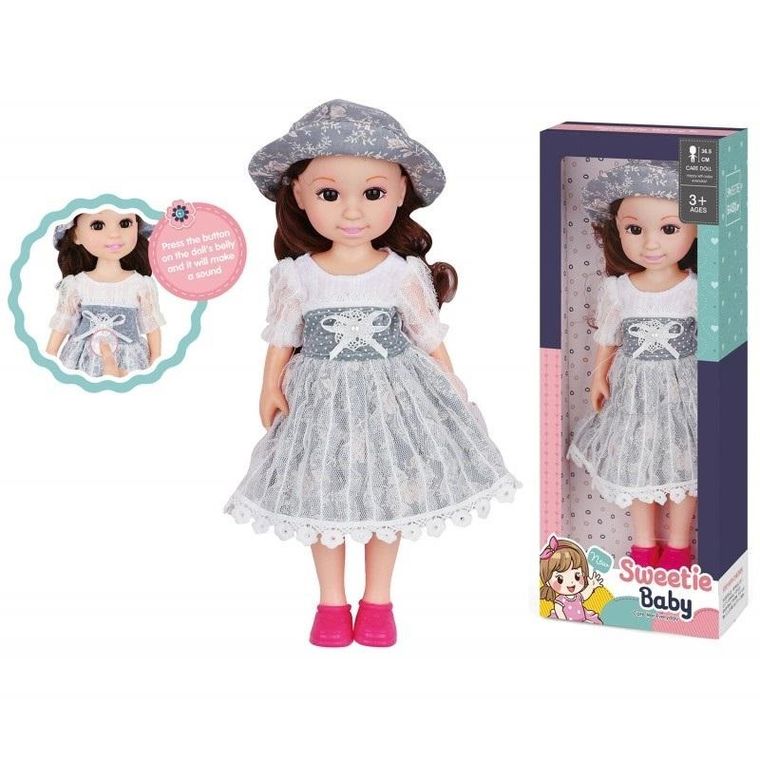 Trifox, lalka, dziewczynka, szara sukienka, 33 cm