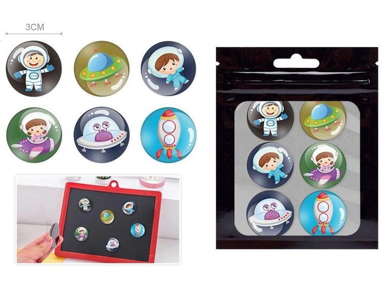 Trifox, magnesy kosmonauci, 3 cm, 6 szt.