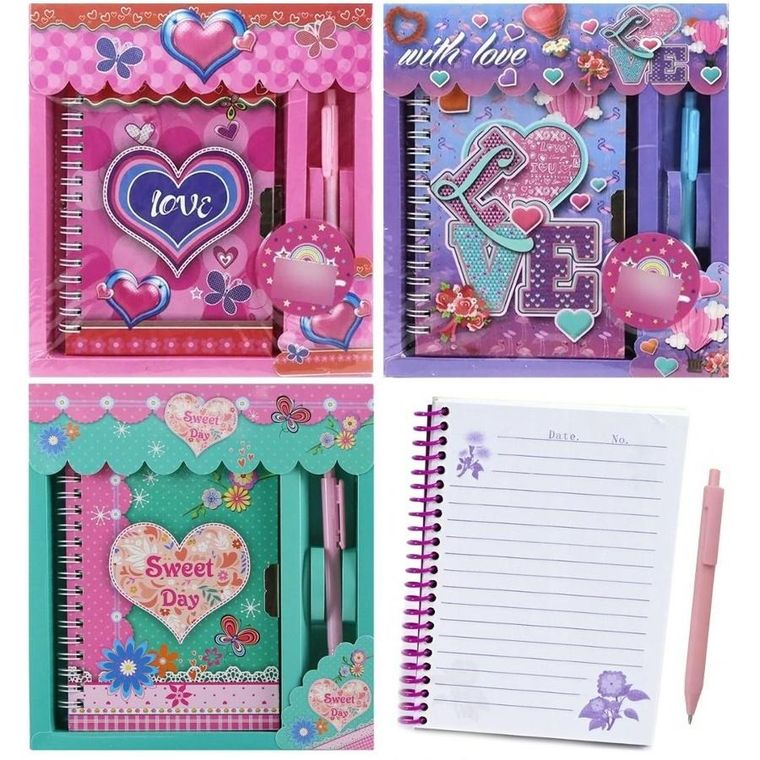 Trifox, notatnik pamiętnik z długopisem, serce, 1 szt.
