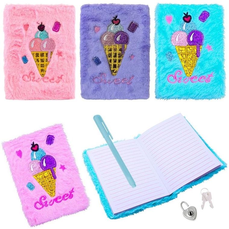 Trifox, pamiętnik pluszowy z długopisem, lody, 1 szt.