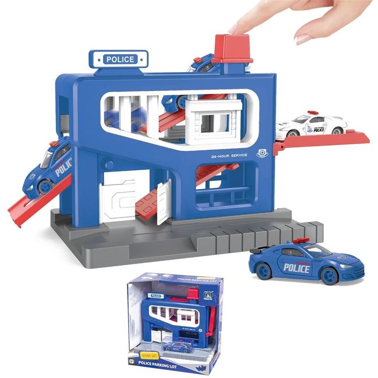 Trifox, parking policyjny z pojazdami metalowymi