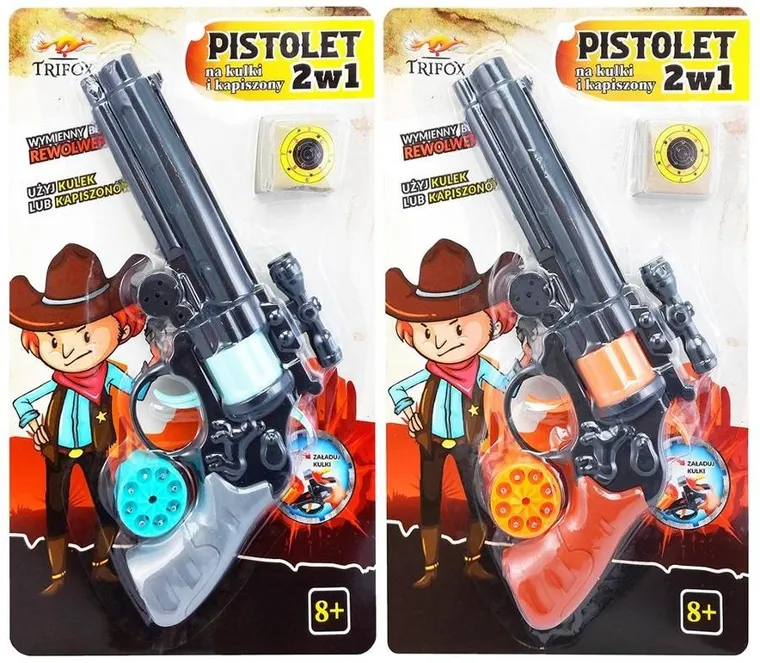Trifox, pistolet na spłonkę, kapiszony i kulki, 2w1