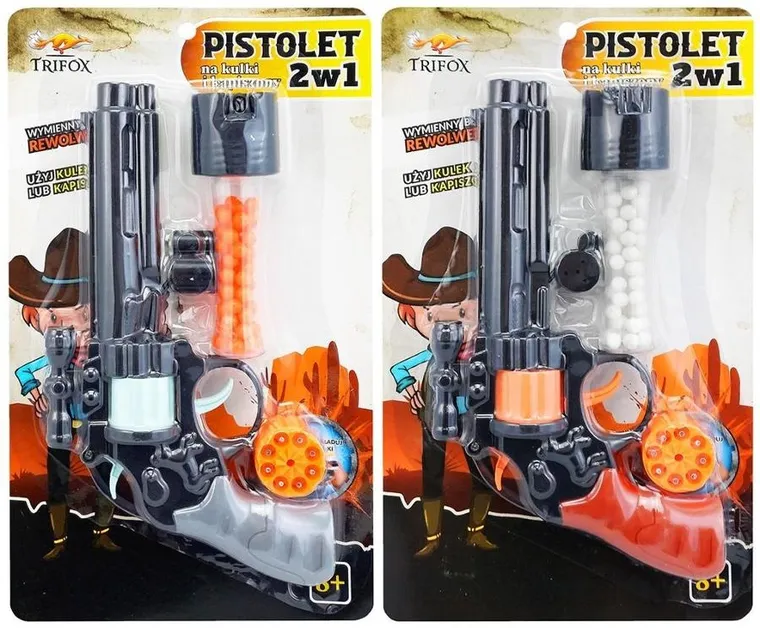 Trifox, pistolet na spłonkę, kapiszony i kulki, 2w1
