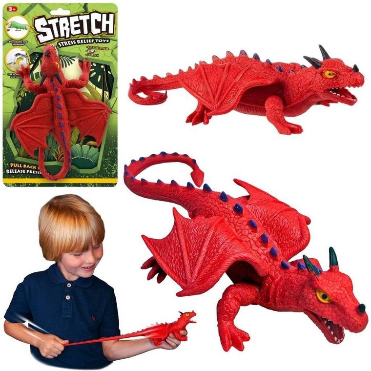 Trifox, smok, figurka do rozciągania, czerwony