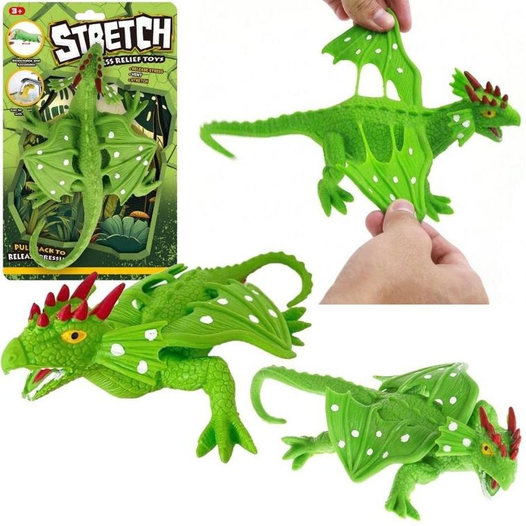 Trifox, smok, figurka do rozciągania, zielony