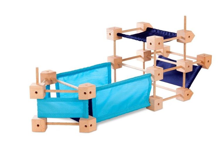 Trigonos, Mini Trigonos M, drewniane klocki konstrukcyjne, 85 elementów