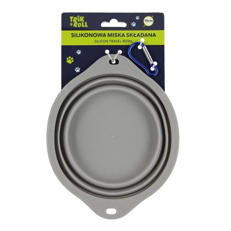 Trik&Roll, miska dla zwierząt silikonowa, składana, szara, 19 cm