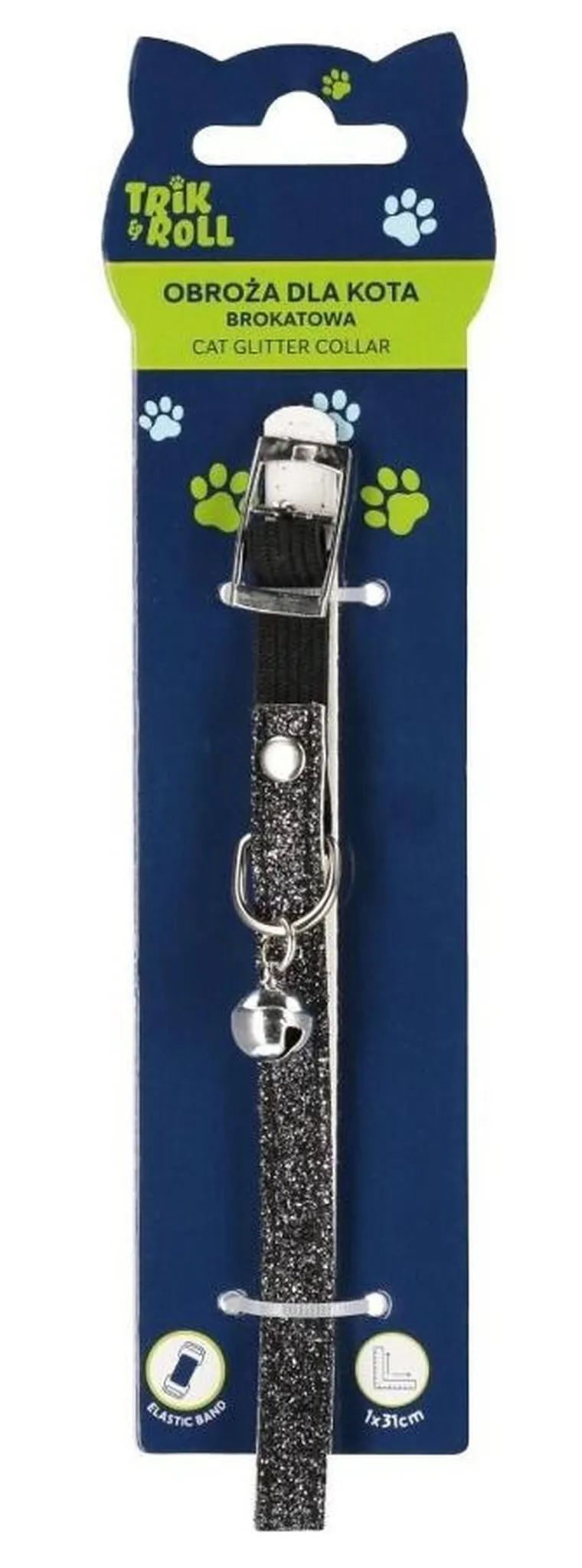 Trik&Roll, obroża dla kota z dzwonkiem, brokatowa, 1 cm