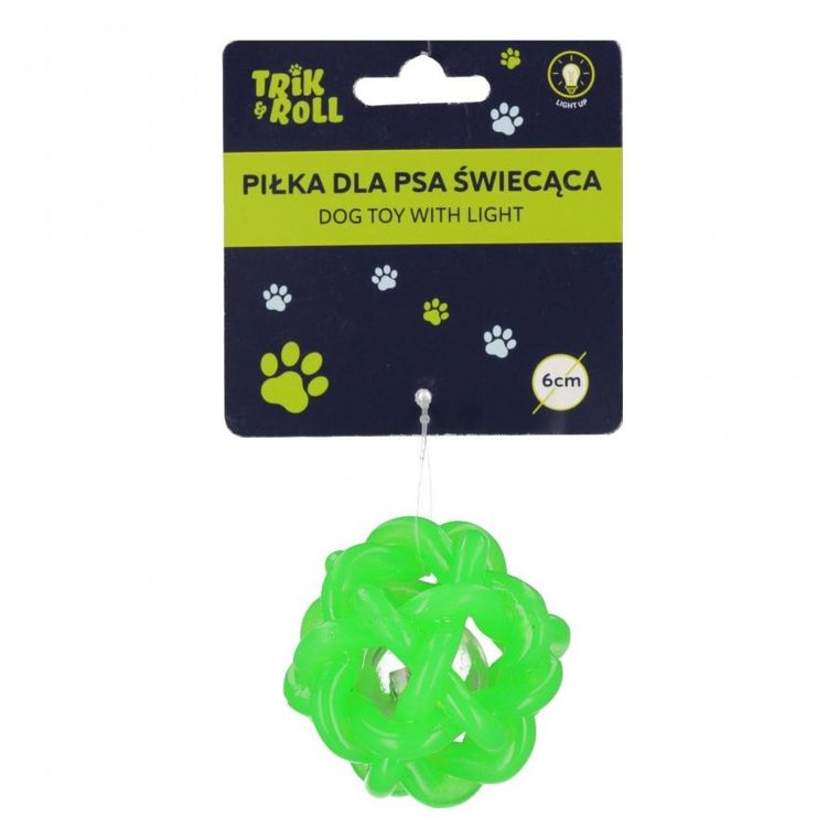 Trik&Roll, piłka dla psa świecąca, zielona, 6 cm