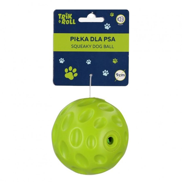Trik&Roll, piłka dla psa z dźwiękiem, zielona, 9 cm