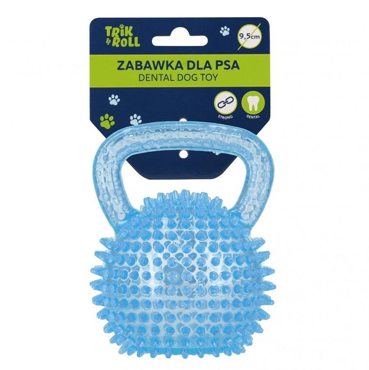 Trik&Roll, zabawka dla psa, piłka z uchwytem, niebieska, 9,5 cm