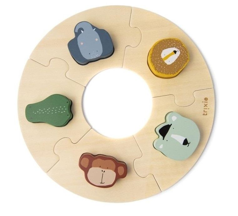 Trixie Baby, okrągła układanka drewniana ze zwierzątkami