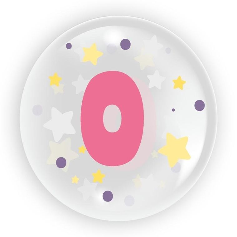 Tuban, balon, cyfra 0, różowa, 45 cm