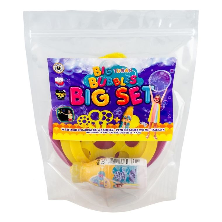 Tuban, Big Tuban, duży zestaw do baniek mydlanych, obręcze, talerzyk, płyn, 250 ml