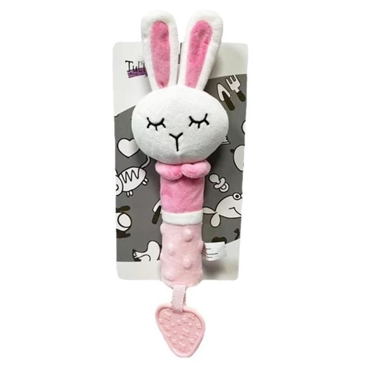 Tulilo, pluszowa maskotka z gryzakiem i piszczałką, zając, 17 cm