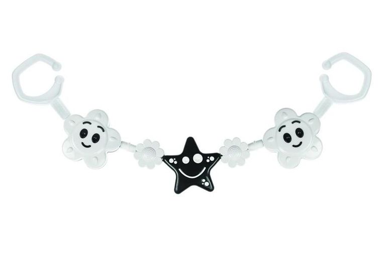 Tullo, zawieszka do wózka, 2 kwiatki i gwiazda, czarno-biała