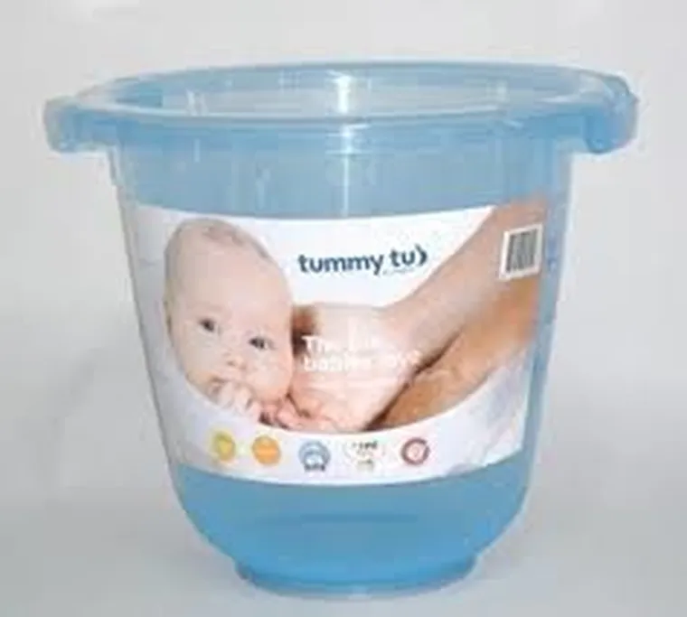 Tummy Tub, Wiaderko do kąpieli niemowlęcia w pozycji embrionalnej, niebieskie