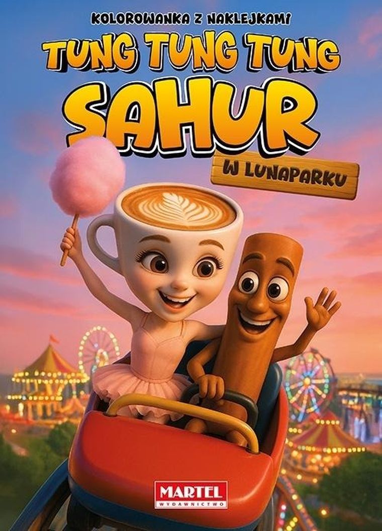 Tung Tung Sahur w lunaparku. Z naklejkami