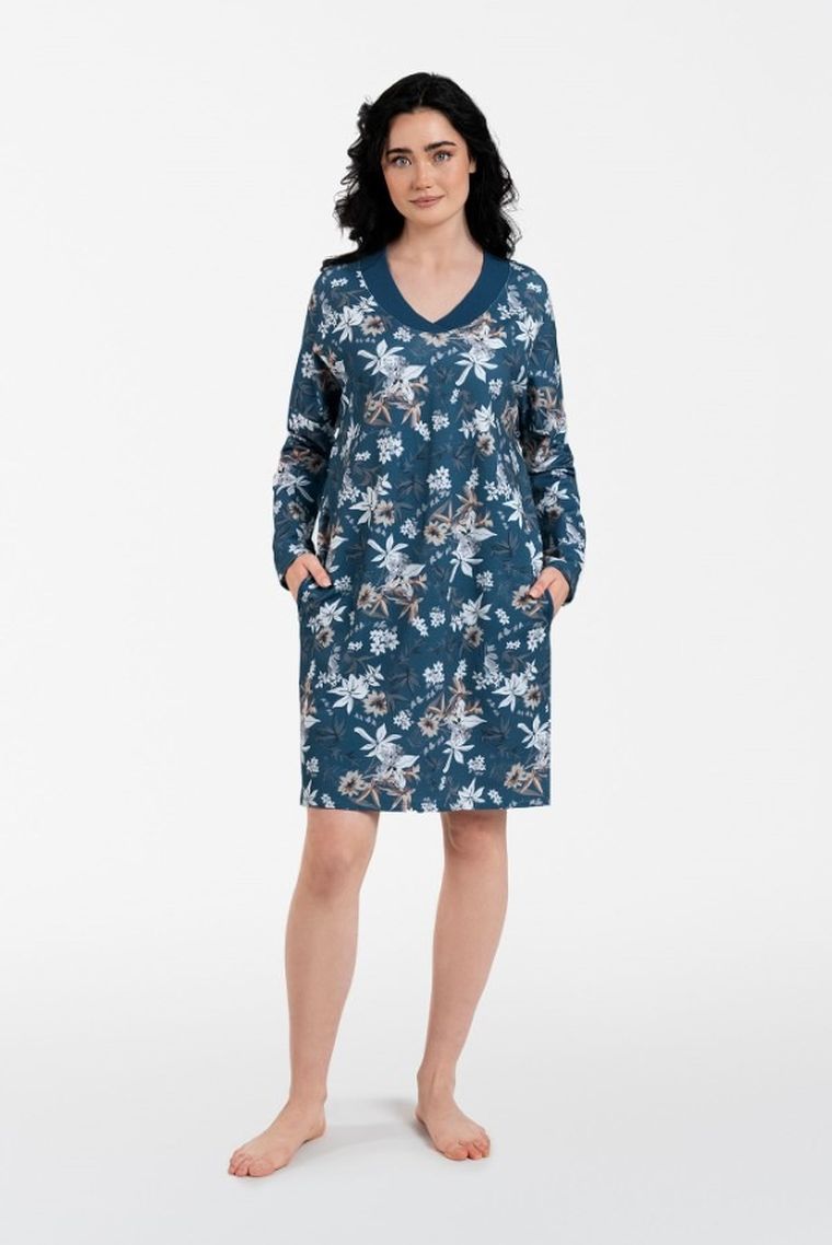 Tunika damska z długim rękawem, granatowa, Nikjana, Italian Fashion