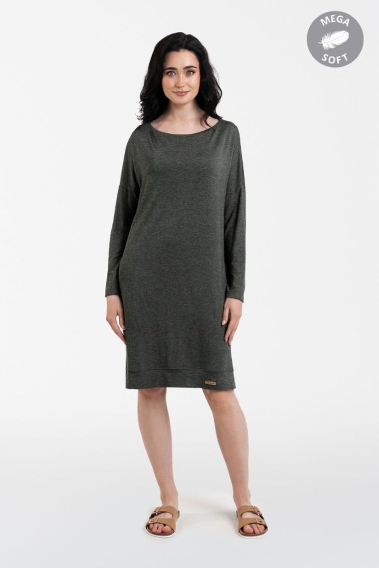 Tunika damska z długim rękawem, szara, Akord, Italian Fashion