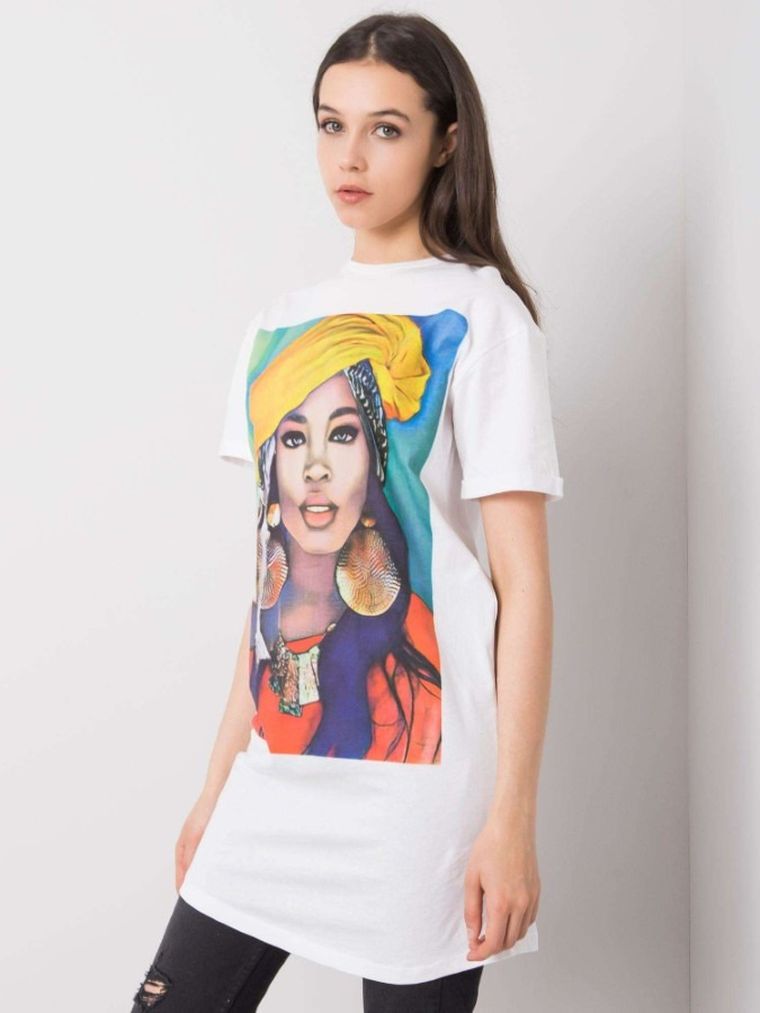 Tunika damska z krótkim rękawem, biała, Sublevel