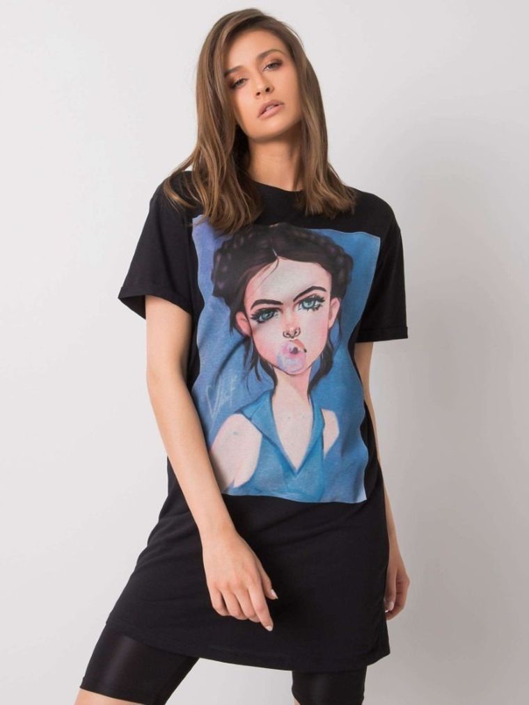 Tunika damska z krótkim rękawem, czarna, Sublevel