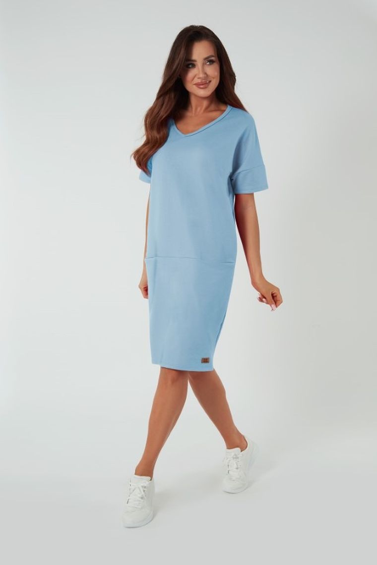 Tunika damska z krótkim rękawem, niebieska, Stella, Italian Fashion