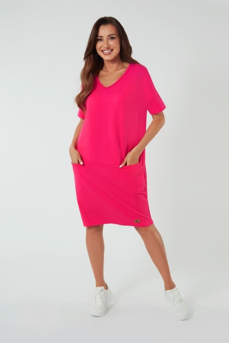 Tunika damska z krótkim rękawem, różowa, Stella, Italian Fashion