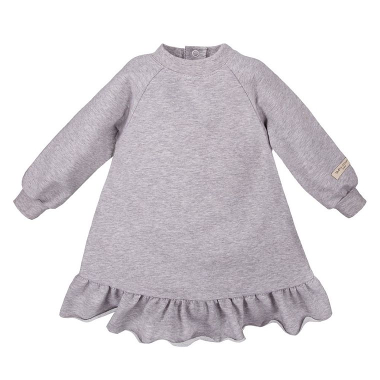 Tunika dziewczęca z długim rękawem, szara, falbanki, Eevi