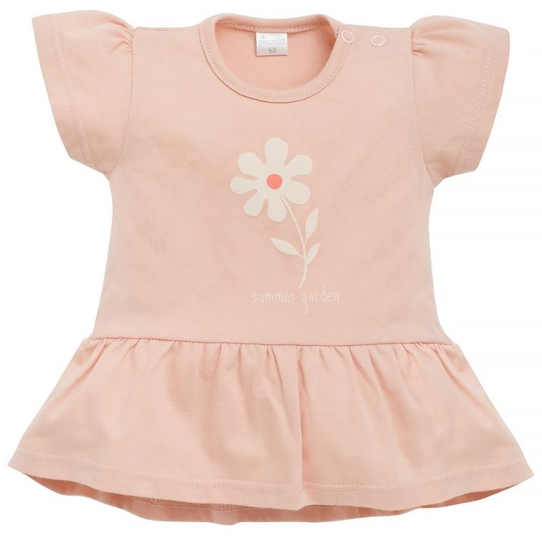 Tunika dziewczęca z krótkim rękawem, różowa, Summer Garden, Pinokio