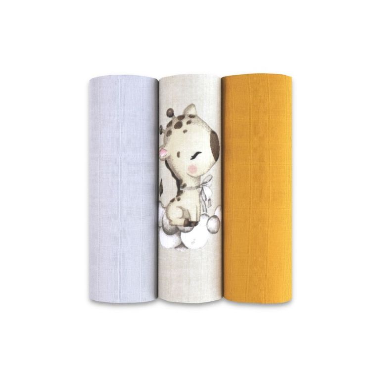 Tup Tup, pielucha muślinowa z nadrukiem, 80-60 cm, 3 szt.