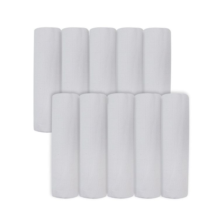 Tup Tup, pieluszki tetrowe, Premium, 70-80 cm, 100% bawełna, białe, 10 szt.