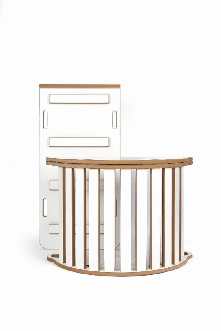 tupti.wood, 3w1: mały bujak montessori z uchwytami + mała zjeżdżalnia, drabinka + blat