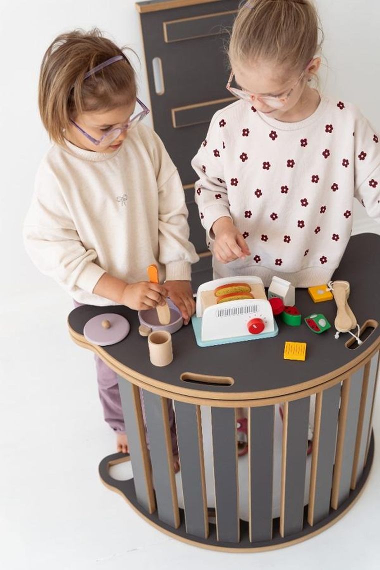 tupti.wood, blat do małego bujaka montessori, szary