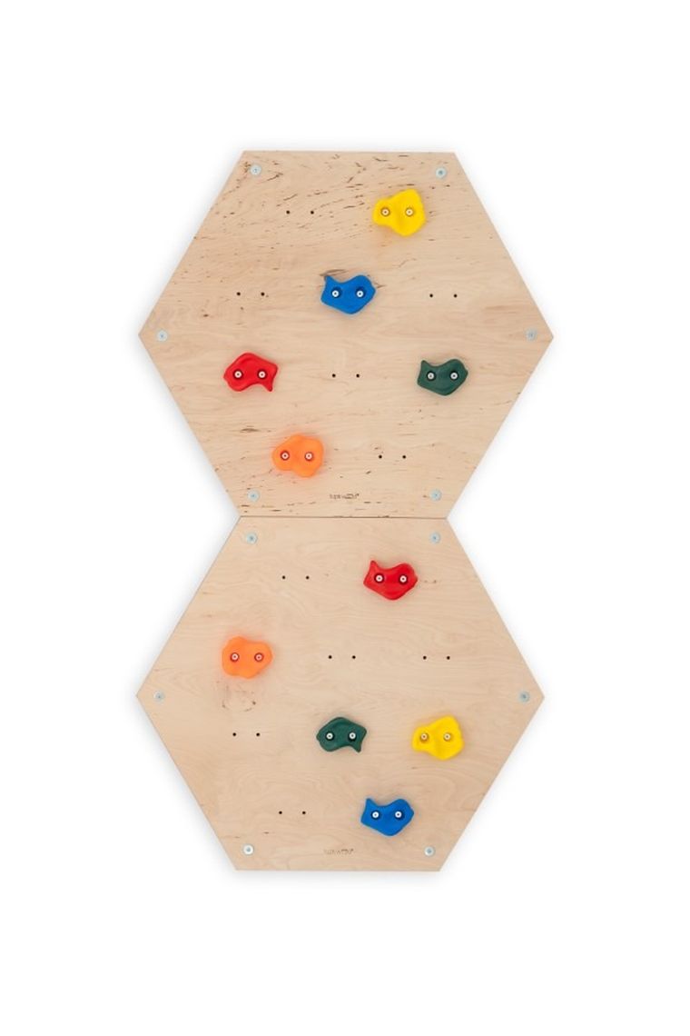 tupti.wood, ścianka wspinaczkowa, modułowa, heksagon, plaster miodu, 2 moduły