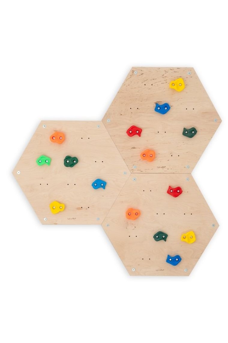 tupti.wood, ścianka wspinaczkowa, modułowa, heksagon, plaster miodu, 3 moduły