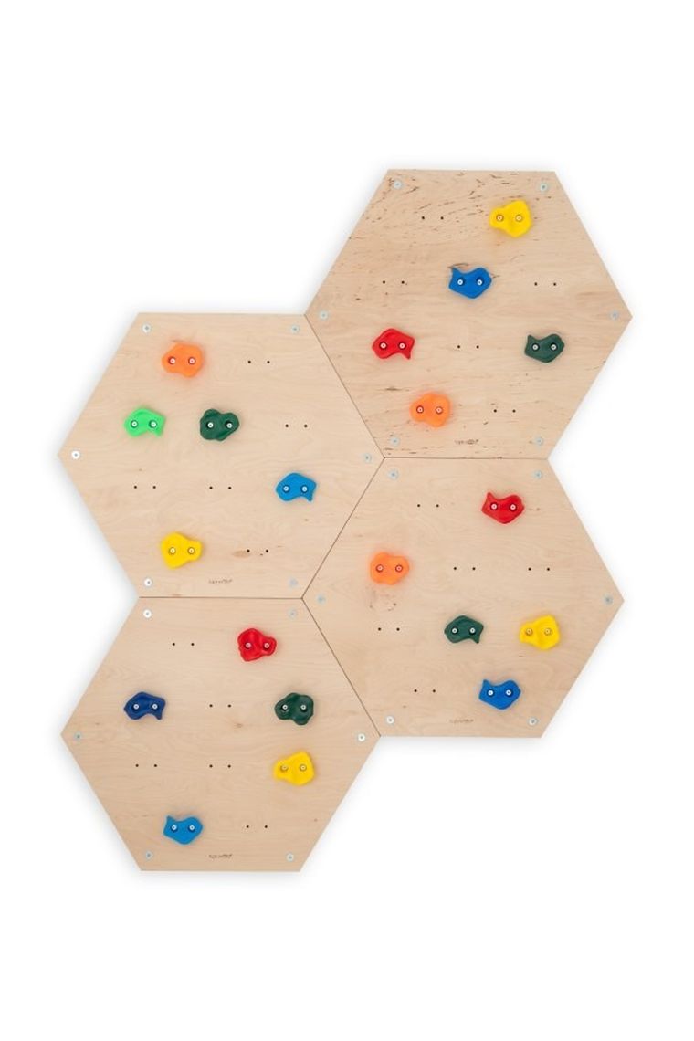 tupti.wood, ścianka wspinaczkowa, modułowa, heksagon, plaster miodu, 4 moduły