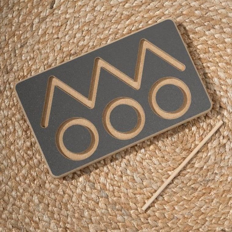 tupti.wood, tabliczka grafomotoryczna, peak, szara