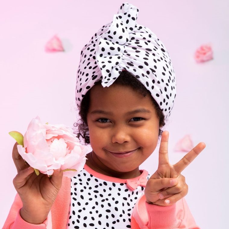 Turban dziewczęcy, biało-czarny, plamki, Nicol